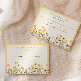 Cartão RSVP Casamento Floral de Amarela Boho Flor Silvestre