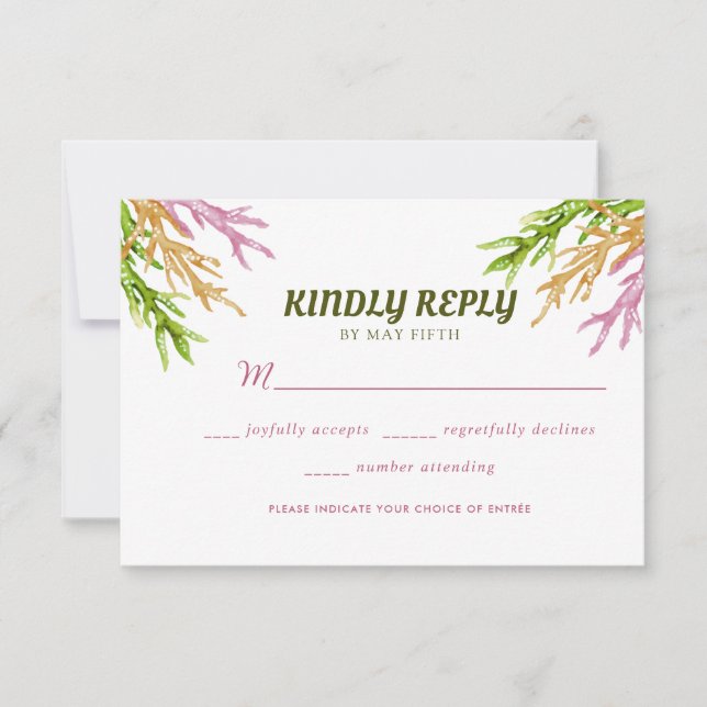 Cartão RSVP Casamento Floral de Aquarela de Jardim de Verão (Frente)