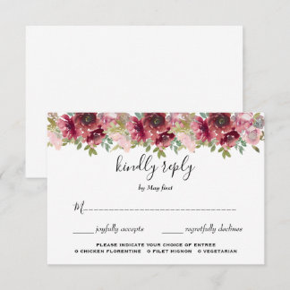 Cartão RSVP Casamento Floral de Aquarela de Jardim de Verão