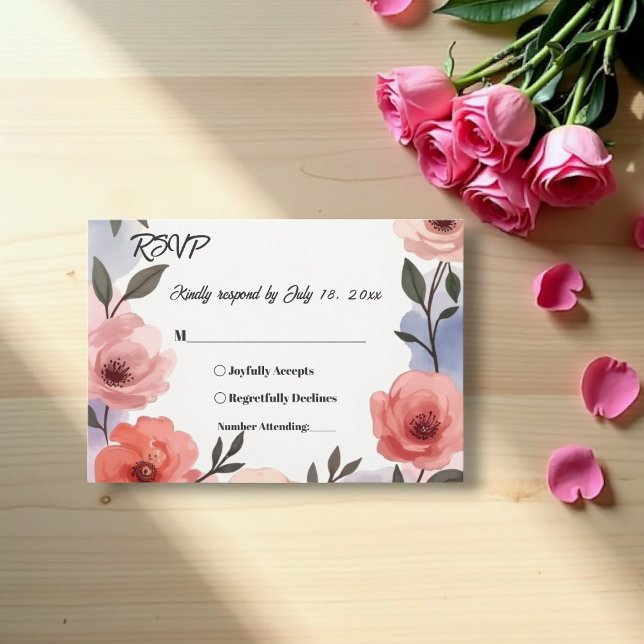 Cartão RSVP Casamento Floral De Aquarela Do Jardim Botânico El (Criador carregado)