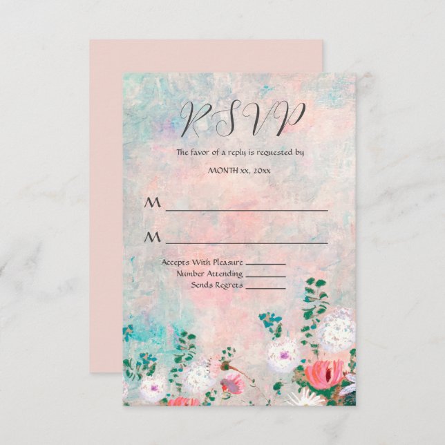 Cartão RSVP Casamento Floral de Aquarelas do Jardim de Flores  (Frente/Verso)