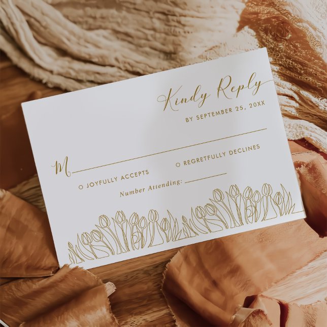 Cartão RSVP Casamento Floral de Arte Moderna (Criador carregado)