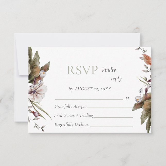 Cartão RSVP Casamento Floral de Autumn Romance Arch (Frente)