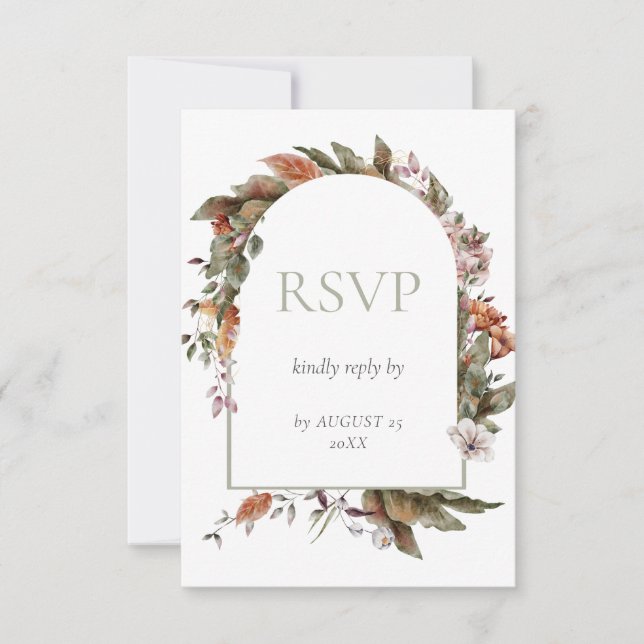 Cartão RSVP Casamento Floral de Autumn Romance Arch (Frente)