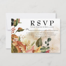 Cartão RSVP Casamento Floral de Autumn Watercolor