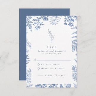Cartão RSVP Casamento Floral de Blue Bloom francês legante