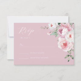 Cartão RSVP Casamento Floral de Blush Rosa Botânico Dusty