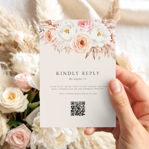 Cartão RSVP Casamento Floral de Boho Fall Minimalista
