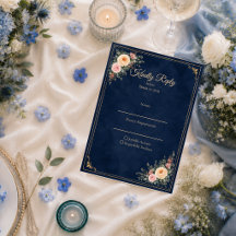 Casamento Floral de Canto Azul Elegante