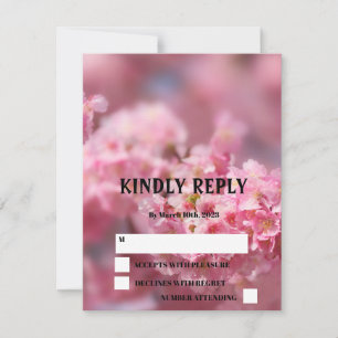 Cartão RSVP Casamento Floral de Cherry Blossom Sakura