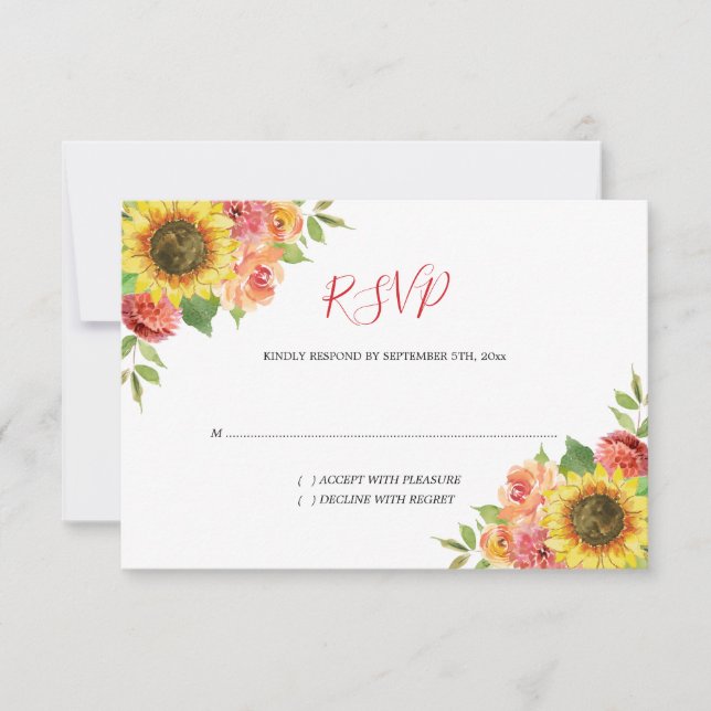 Cartão RSVP Casamento Floral de Coral de Molercola (Frente)