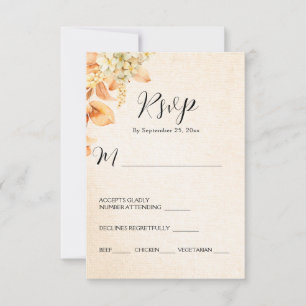 Cartão RSVP Casamento Floral de Creme Laranja Pálido