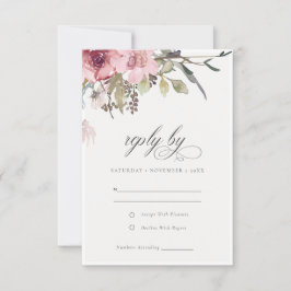 Cartão RSVP Casamento Floral de Elegante Dusky Blush Rosa Wild