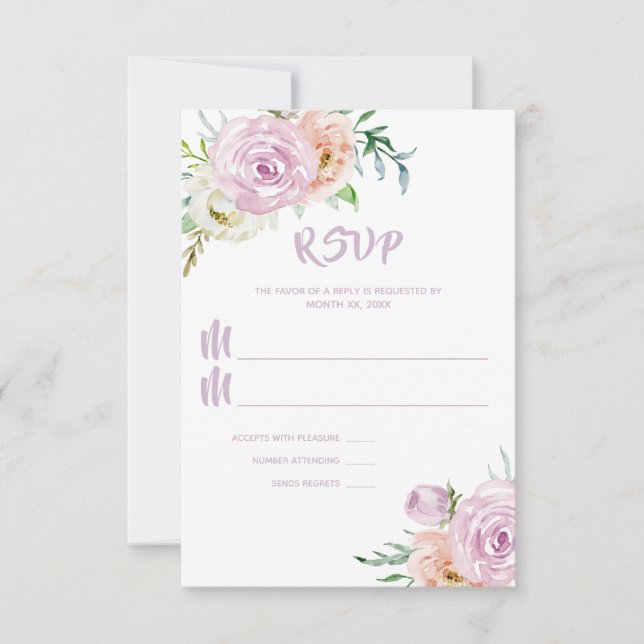 Cartão RSVP Casamento Floral de Flores de Verão (Frente)