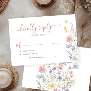 Cartão RSVP Casamento floral de flores selvagens legantes