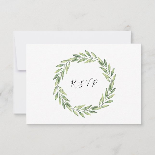 Cartão RSVP Casamento Floral de Foliage Wreath (Frente)