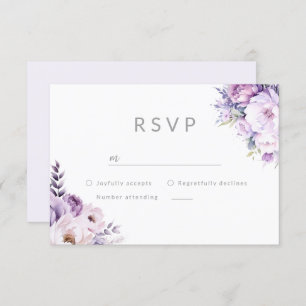 Cartão RSVP Casamento Floral de Hazard Lavanda Roxa