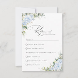 Cartão RSVP Casamento Floral de Hortênsia Azul Com Escolha de