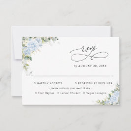 Cartão RSVP Casamento Floral de Hortênsia Azul Com Escolha de