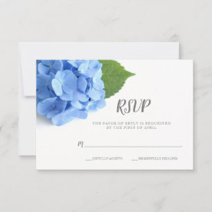 Cartão RSVP Casamento Floral de Hydrangea Azul