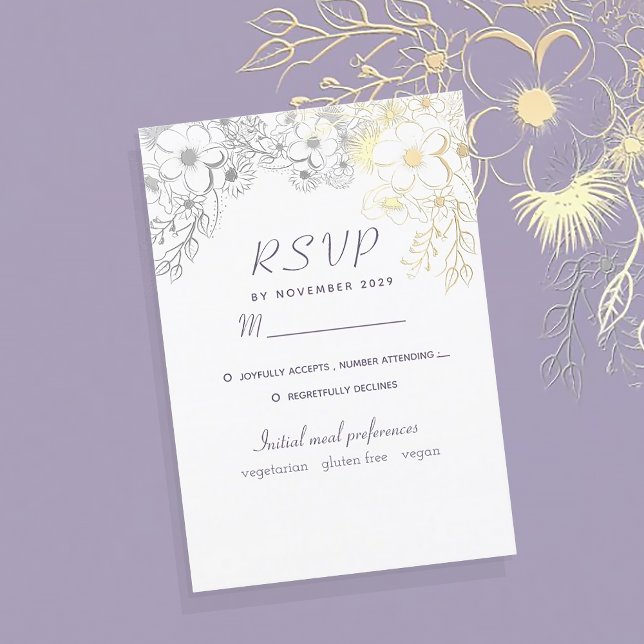 Cartão RSVP Casamento Floral de Lavanda (Criador carregado)