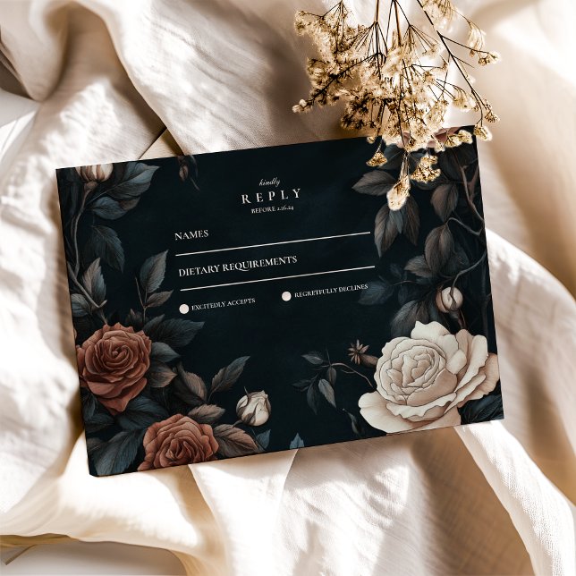 Cartão RSVP Casamento Floral de Luxury Art Nouveau (Criador carregado)