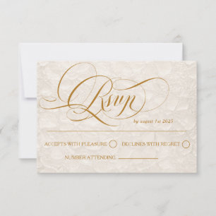 Cartão RSVP Casamento Floral de Marfim Old Money