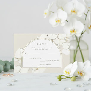 Cartão RSVP Casamento Floral de Orquídea Branca