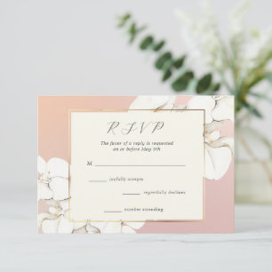 Cartão RSVP Casamento Floral de Orquídea Rosa Elegante