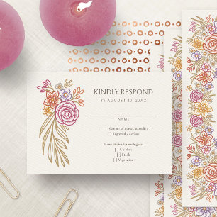 Cartão RSVP Casamento Floral de outono