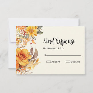 Cartão RSVP Casamento Floral de outono Elegante