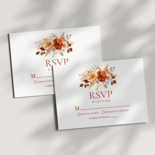 Cartão RSVP Casamento Floral de Outono Elegante Rústico