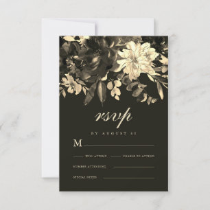 Cartão RSVP Casamento Floral de outono Russo Elegante