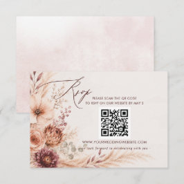 Cartão RSVP Casamento Floral de Outono Rústico Pampas QR CODE