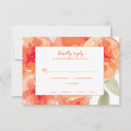 Cartão RSVP Casamento Floral de Pêonias de Aquarela Elegante
