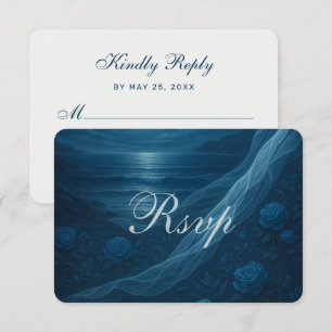 Cartão RSVP Casamento Floral de Praia Azul Gótico