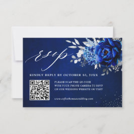 Cartão RSVP Casamento Floral de Prata Branca Real de Prata Bra
