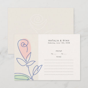 Cartão RSVP Casamento Floral de Primavera Boho Minimalista