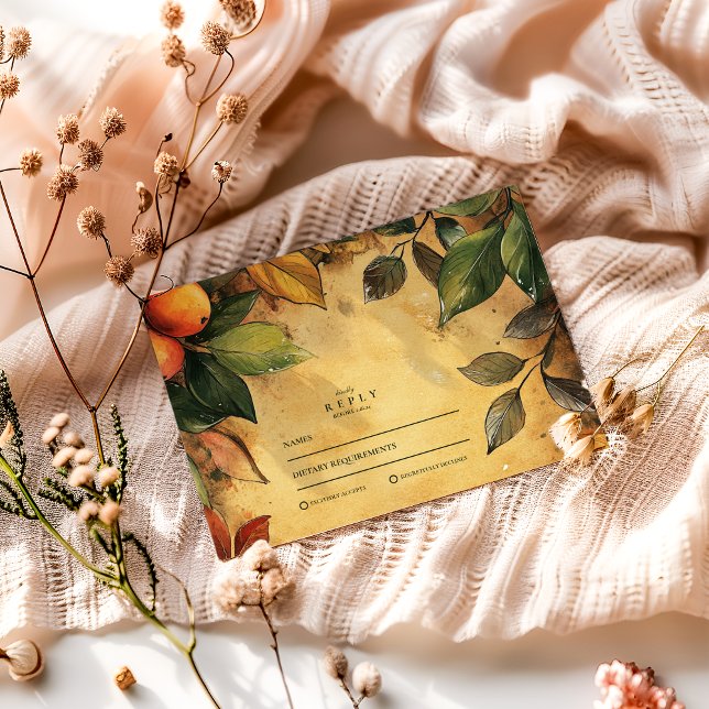 Cartão RSVP Casamento Floral de Pumpkin Spice (Criador carregado)