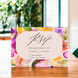 Cartão RSVP Casamento floral de queda grande