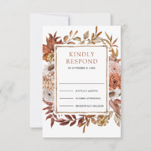 Cartão RSVP Casamento Floral de Terracota