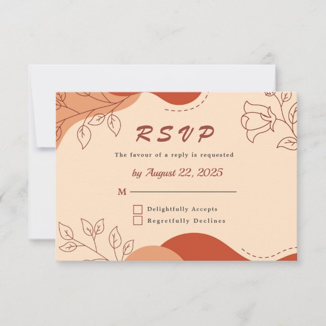 Cartão RSVP Casamento Floral de Tons Terrosos de Terracota Mod (Frente)