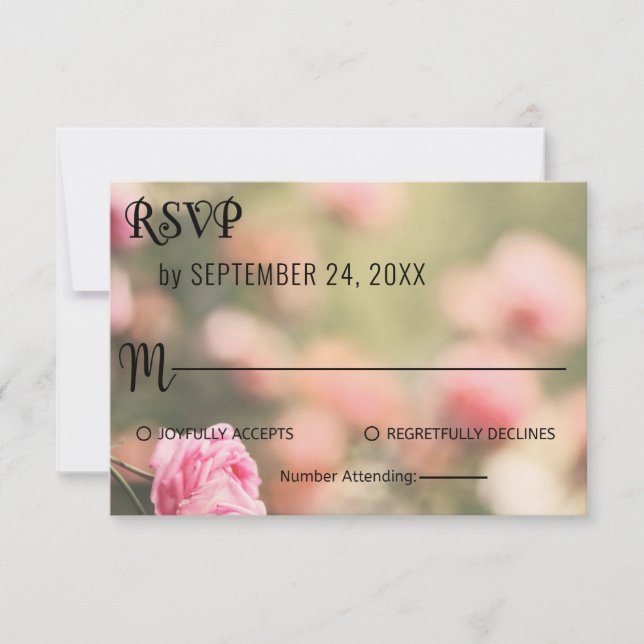 Cartão RSVP Casamento Floral de Verão das Flores Rosa-Chic Ele (Frente)
