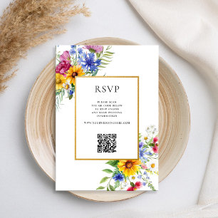 Cartão RSVP Casamento Floral de Verão Russo Elegante