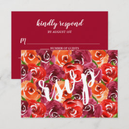 Cartão RSVP Casamento Floral de Watercolor