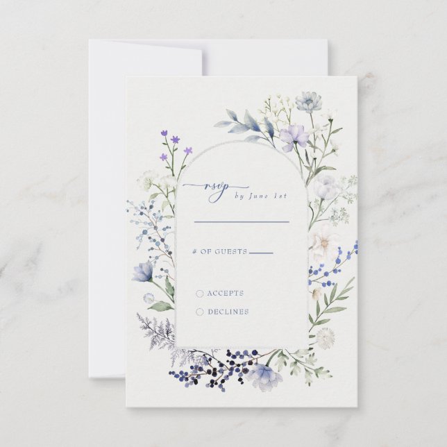 Cartão RSVP Casamento Floral de Watercolor Wildflower (Frente)
