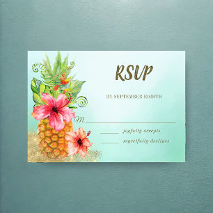 Cartão RSVP Casamento floral do abacaxi da aguarela tropical