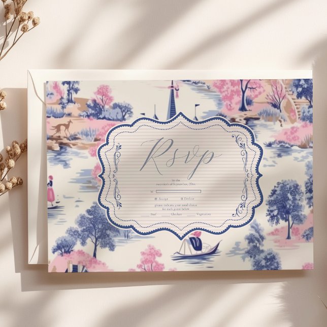 Cartão RSVP Casamento Floral do Jardim Azul do Elegante Barroc (Criador carregado)
