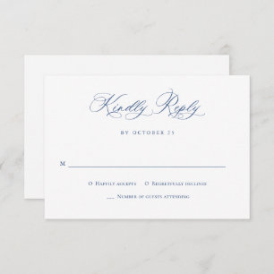 Cartão RSVP Casamento Floral do Jardim Francês Azul Elegante V