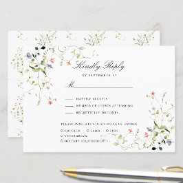Cartão RSVP Casamento Floral do Jardim Moderno de Flor Selvage
